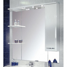 Зеркало с подсветкой и шкафчиком 100 см правое белое Акватон Эмили 86-2 (PRA)